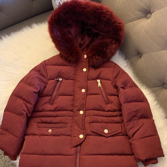 burgundy girls coat